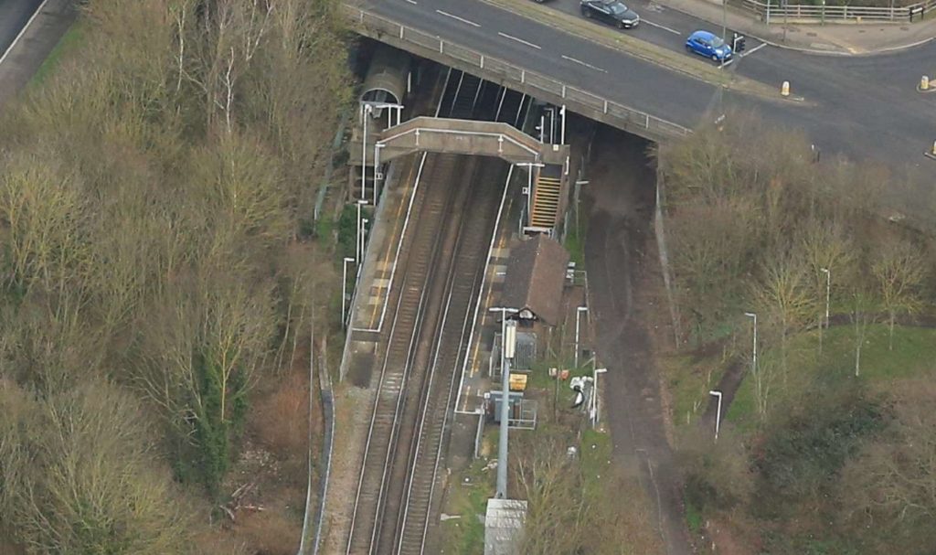 Upper Halliford station aerial view