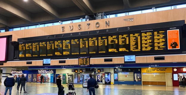 British Sign Language Screens viewed from the concourse at London Euston