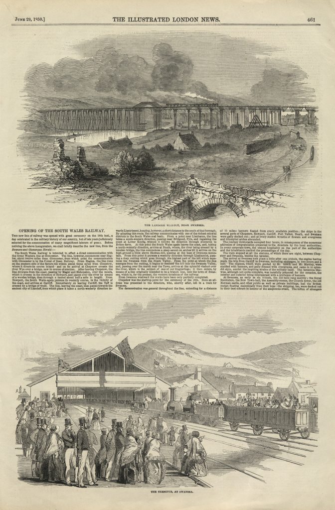 A page from The Illustrated London News about the opening of the South Wales Railway