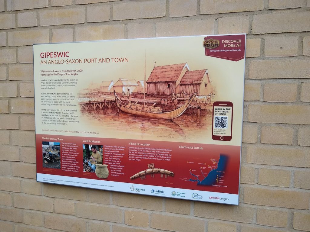 An information board about the Anglo-Saxon history in the South-east Suffolk area