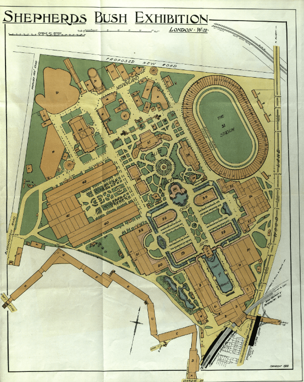 Historic coloured map of the White City site