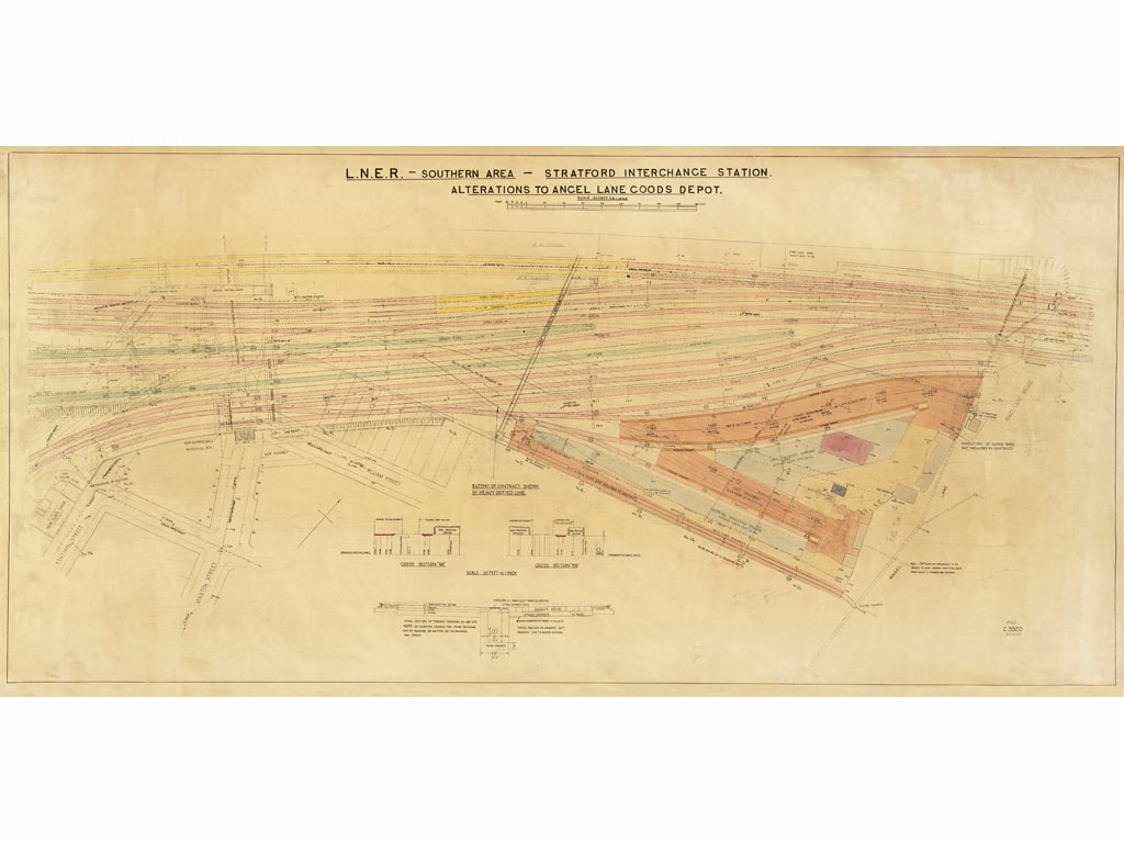 Original archive drawing of Stratford railway station