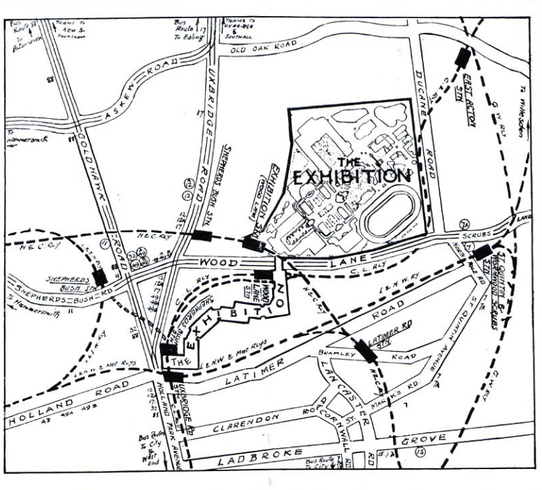 1922 map of the White City area showing surrounding railway stations