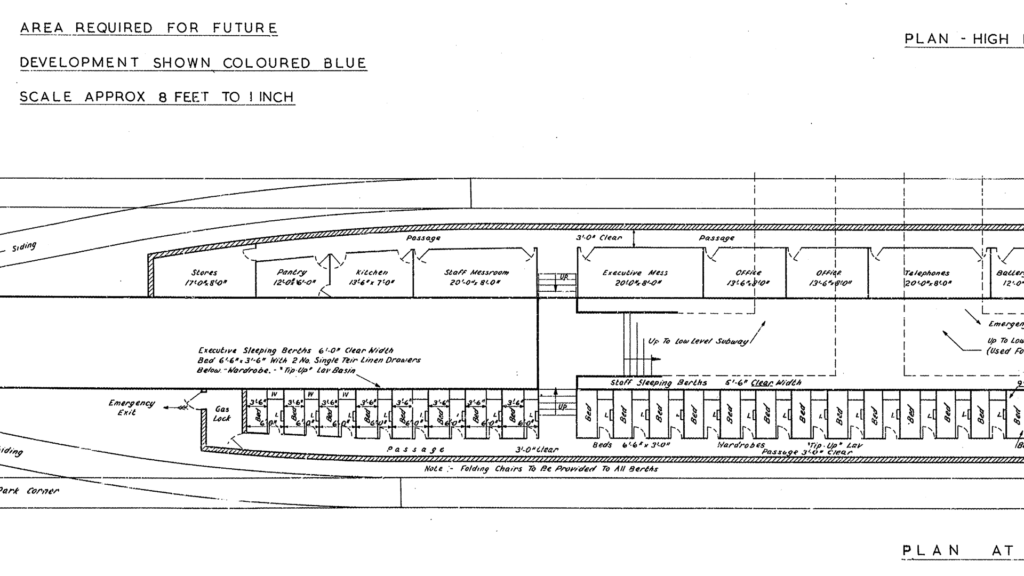 Details of the offices and bedrooms in the secret underground shelter at Down Street tube station