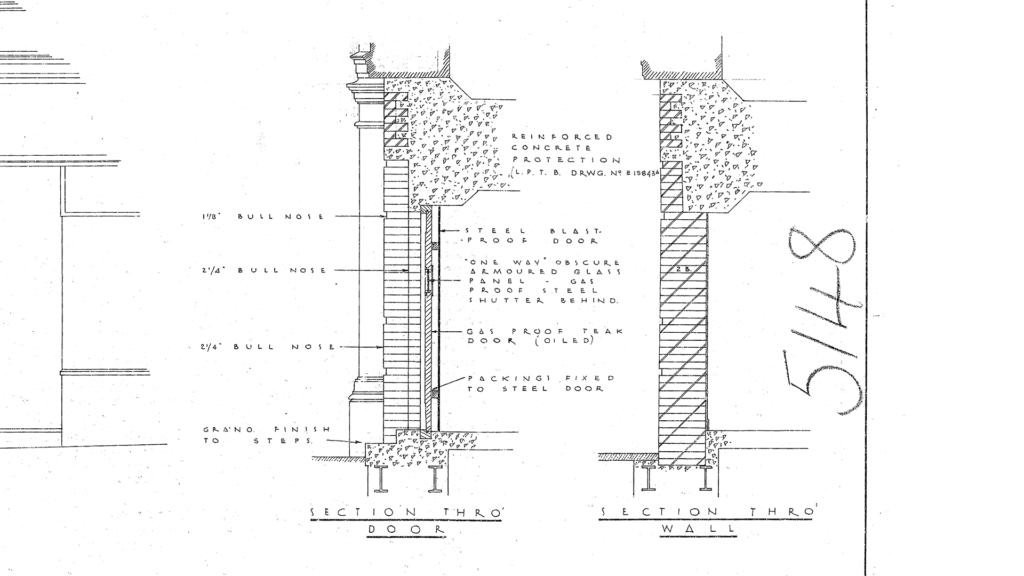 Details of the ground-level exterior of Down Street tube station