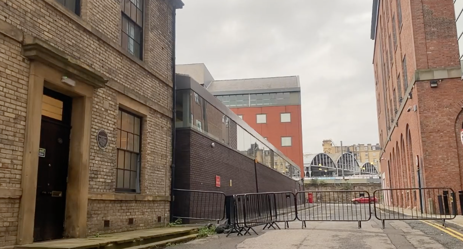 Modern photograph of the site of Robert Stephenson's works next to Newcastle Central station, daytime