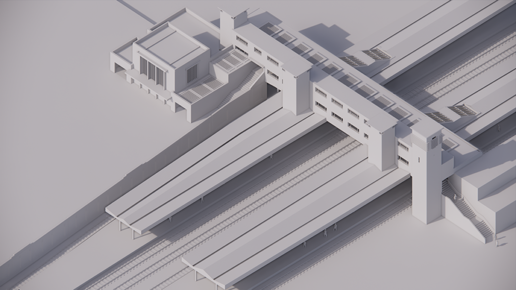 Graphic design of the existing footbridge at Surbiton