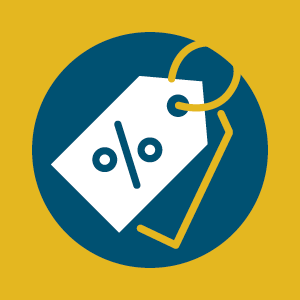 Discounted online shopping icon