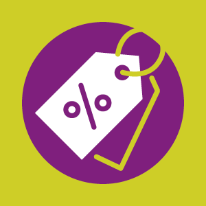 Discounted online shopping icon