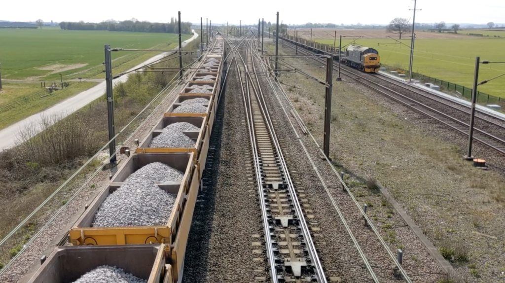 Freight running along the Selby Diversion, daytime