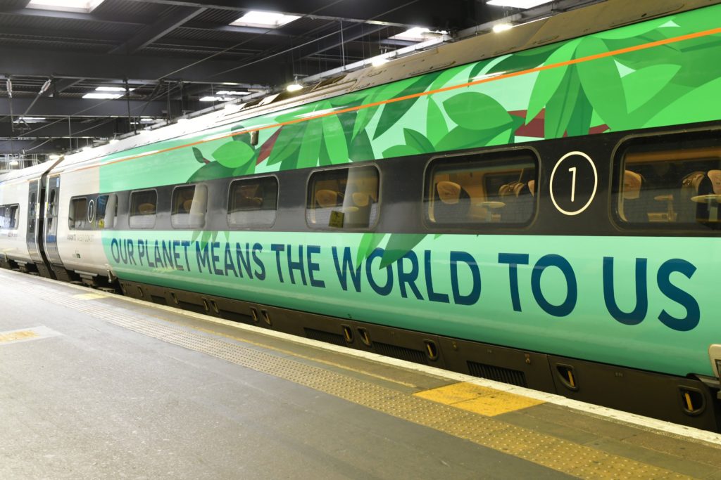 Green train at Glasgow Central for COP26