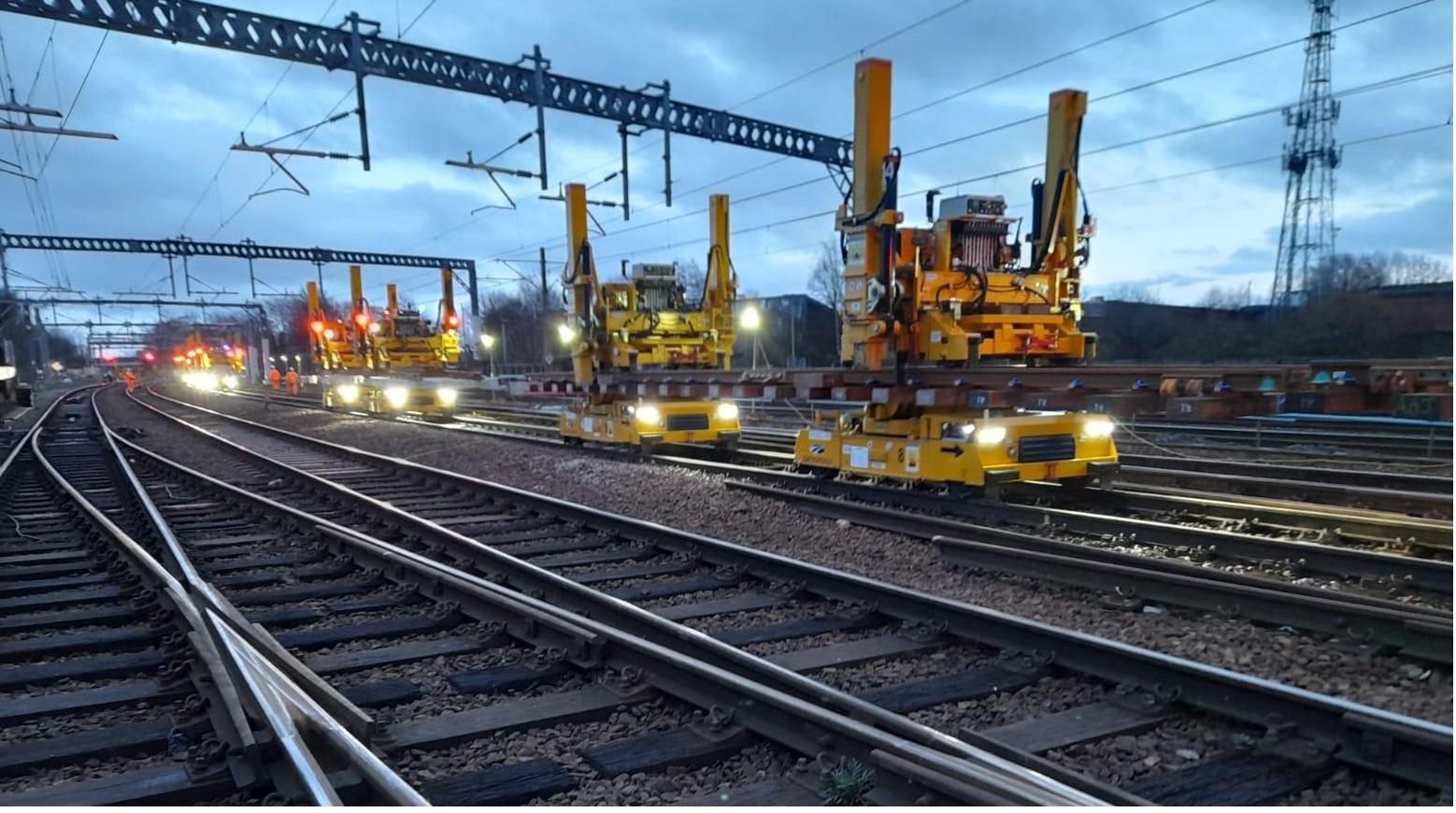 New track gets laid outside Manchester Victoria station.