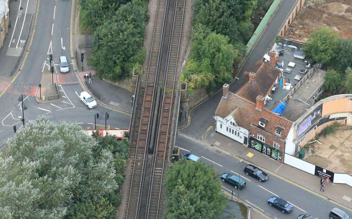 Aerial view of Staines Iron bridge