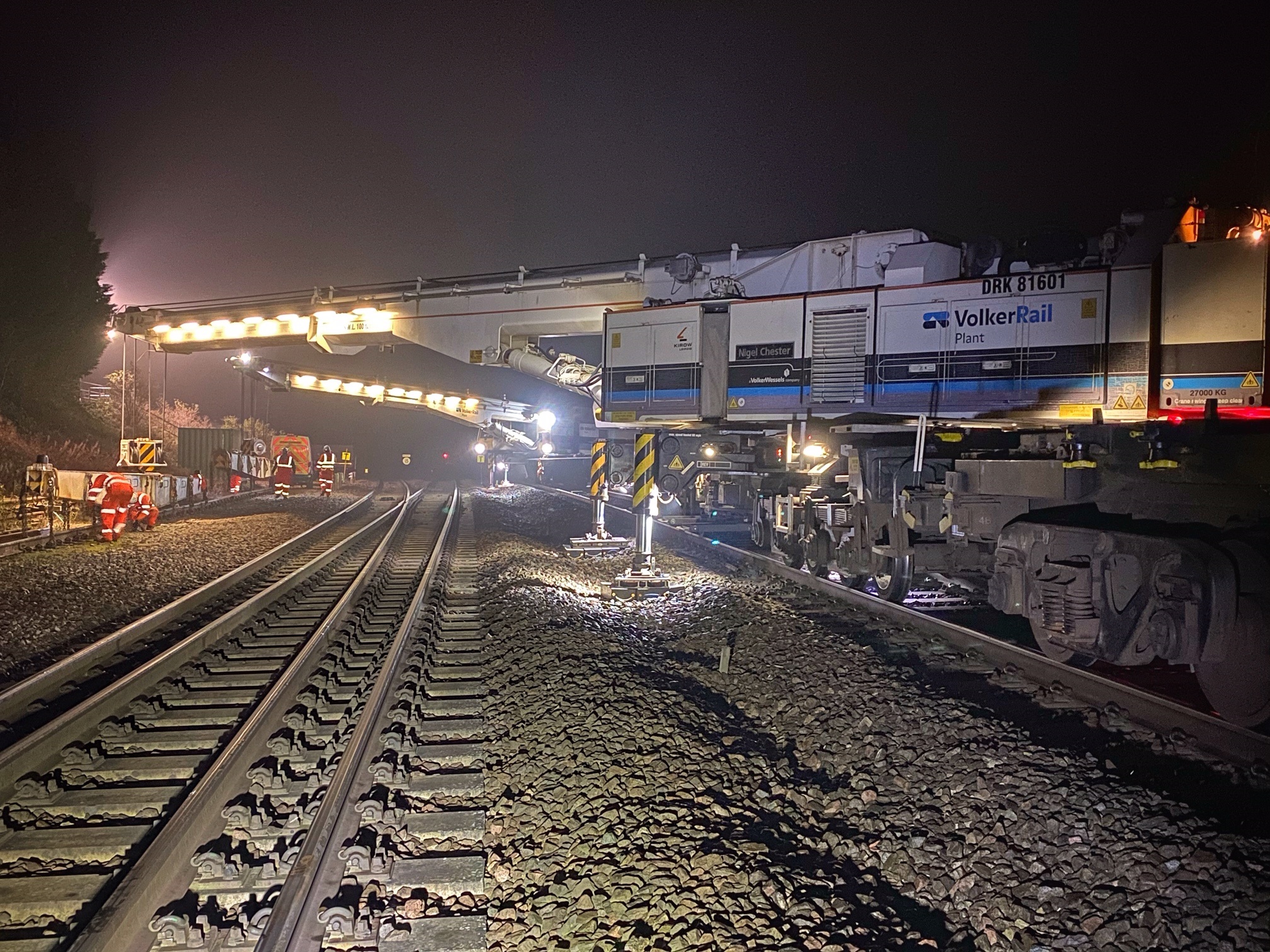 Kirow crane positioned above track