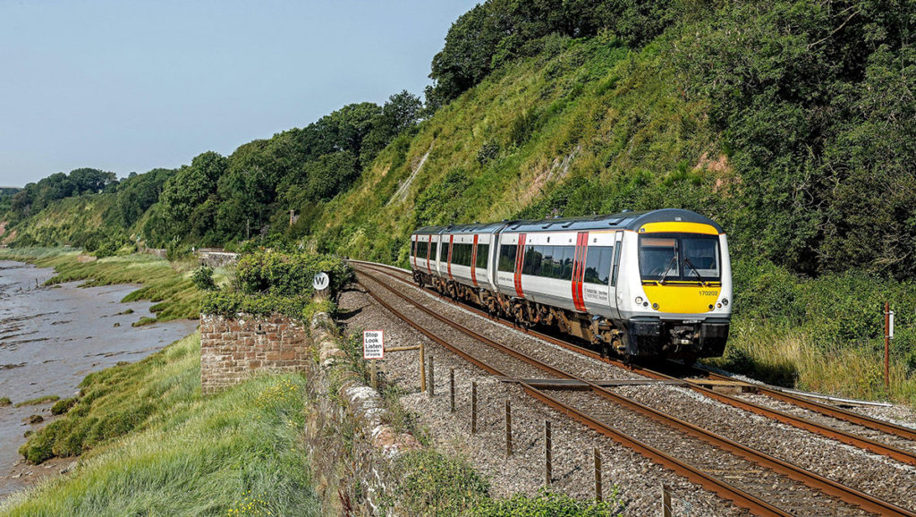 Transport for Wales train on Severn Estuary 