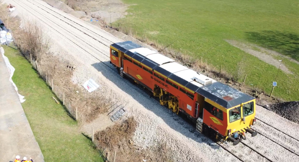 Tamper train on Cambrian Line 