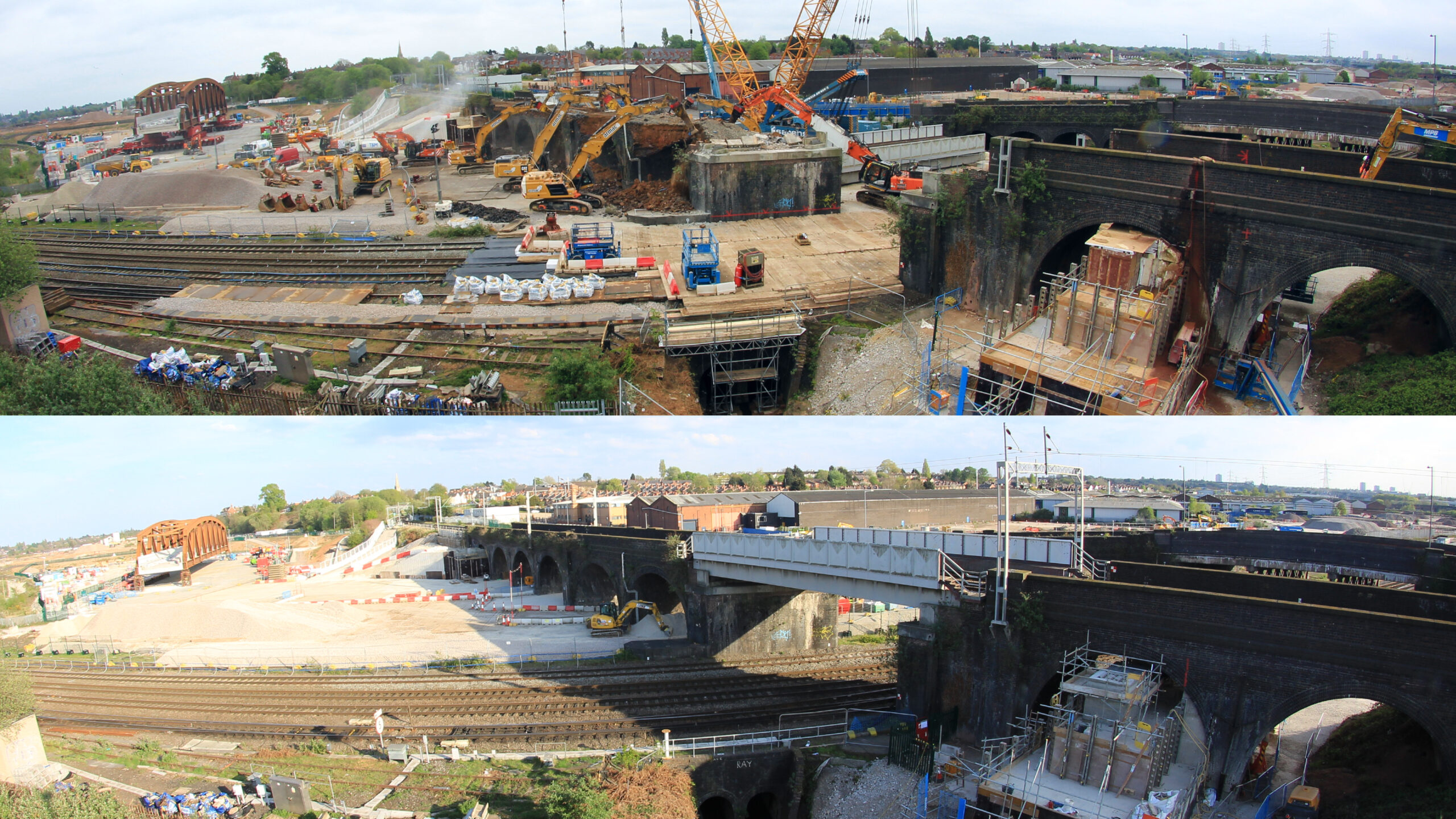 SAS13 bridge before and during demolition. 