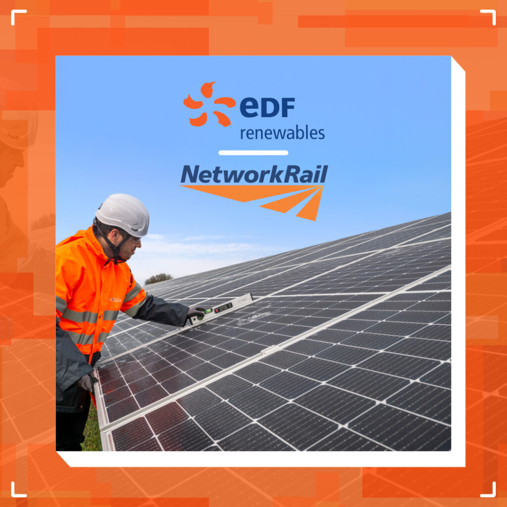 New solar agreement poster with engineer inspecting solar panel. 