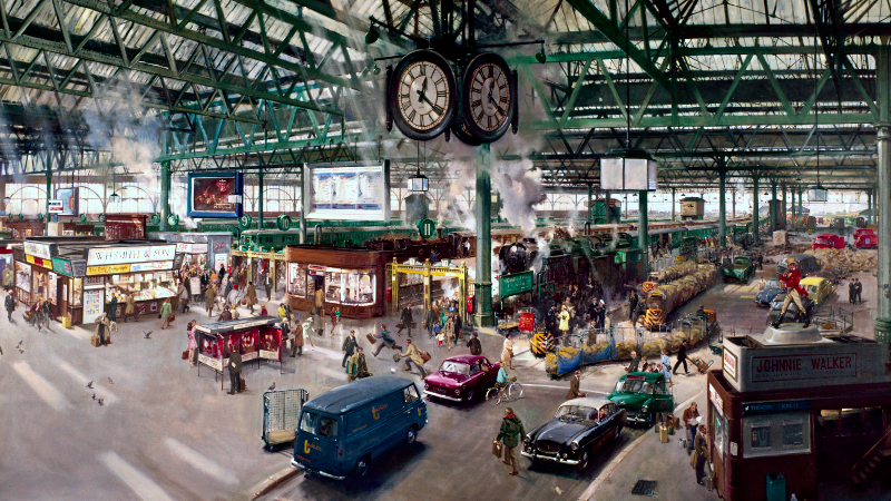 An image of Waterloo station, ©Terence Cuneo / Science Museum Group