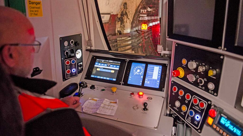 A drive in the cab of a Northern City Line train.