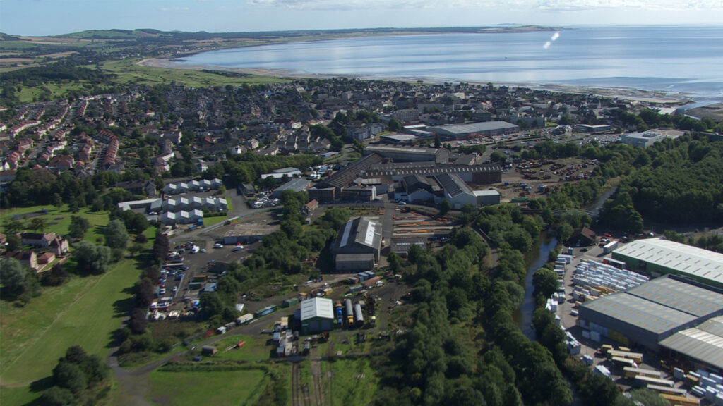 An arial view of Levenmouth in Fife, Scotland.