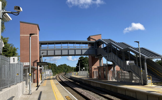 Ashley Down railway station on a sunny day.