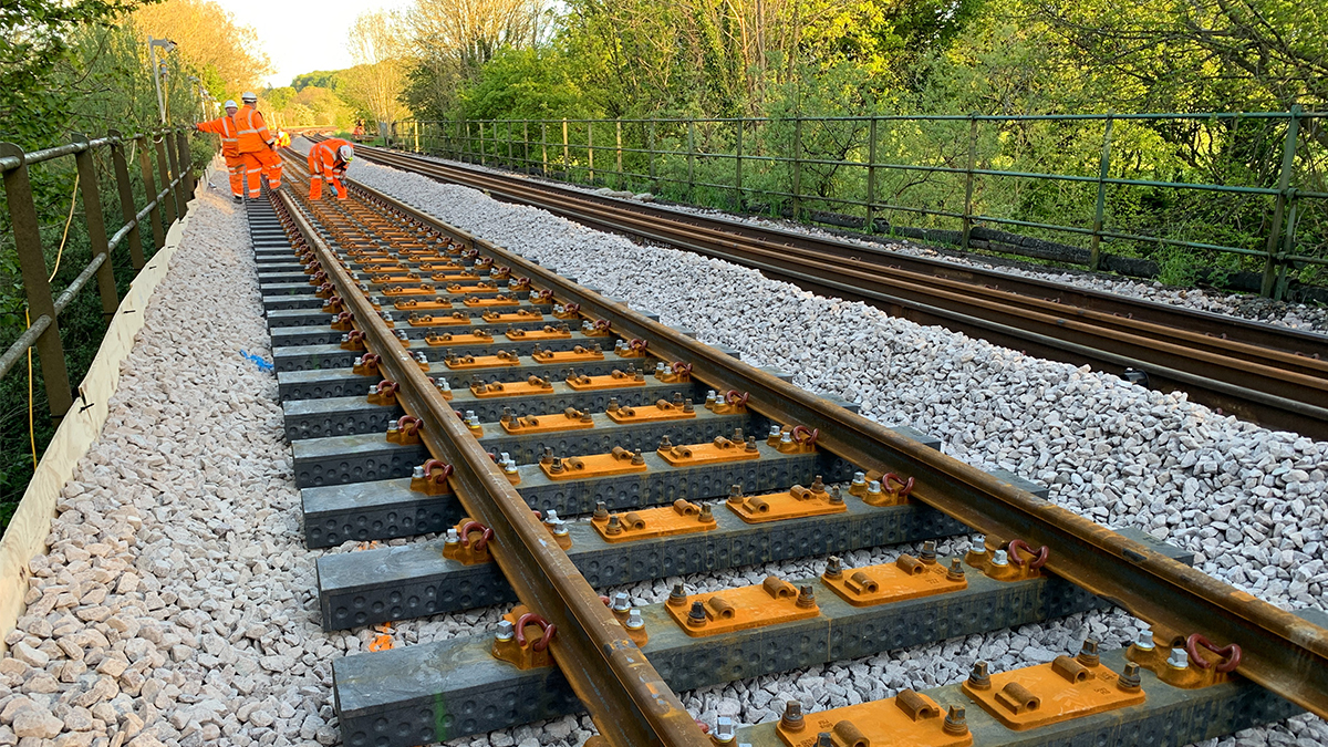 Rail workers on track