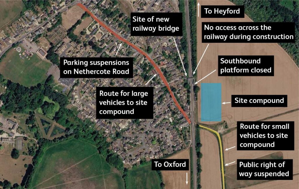 Map to show area around Tackley station work