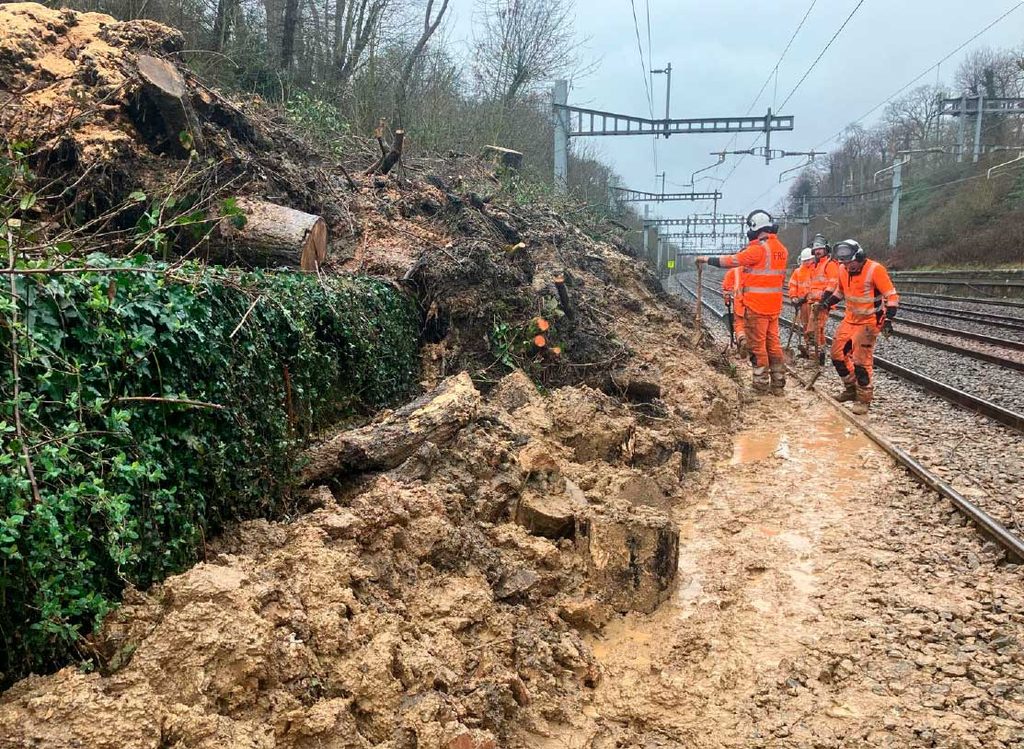 Sonning Cutting landslip in February 2024