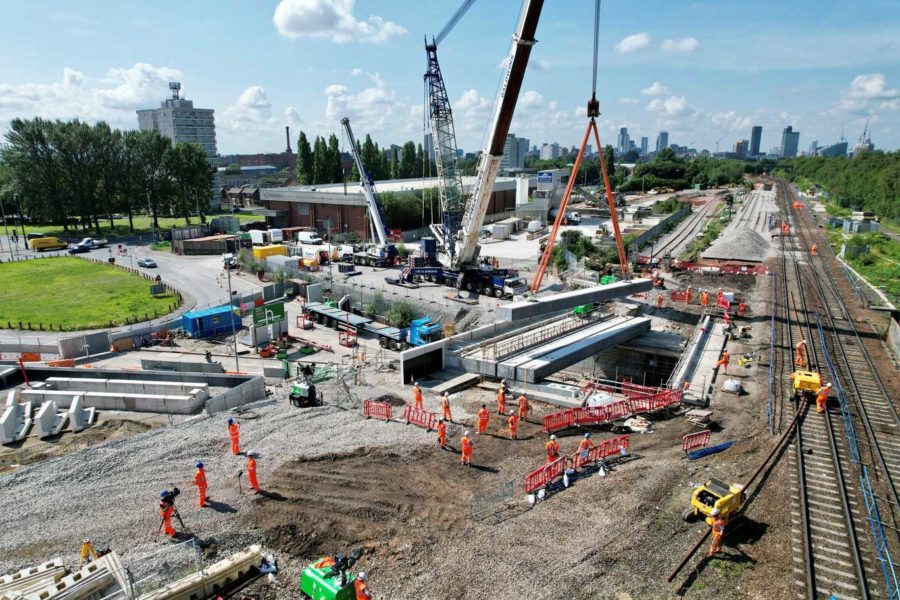 Aerial concrete beam shot Queens Road
