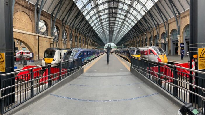 Trains on the new platforms Kings Cross station