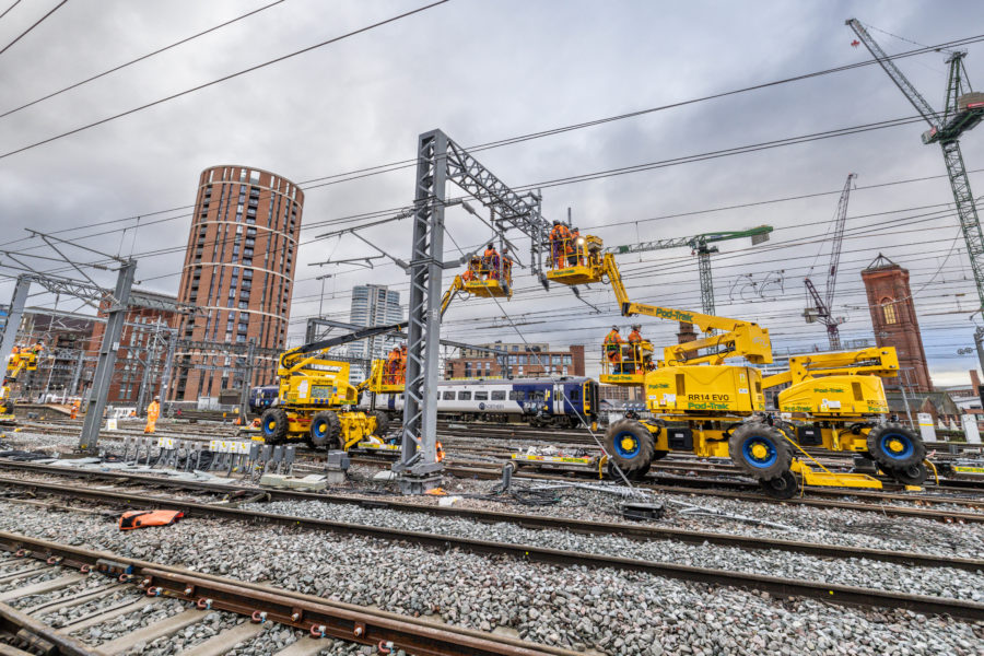 Overhead wires being installed_1