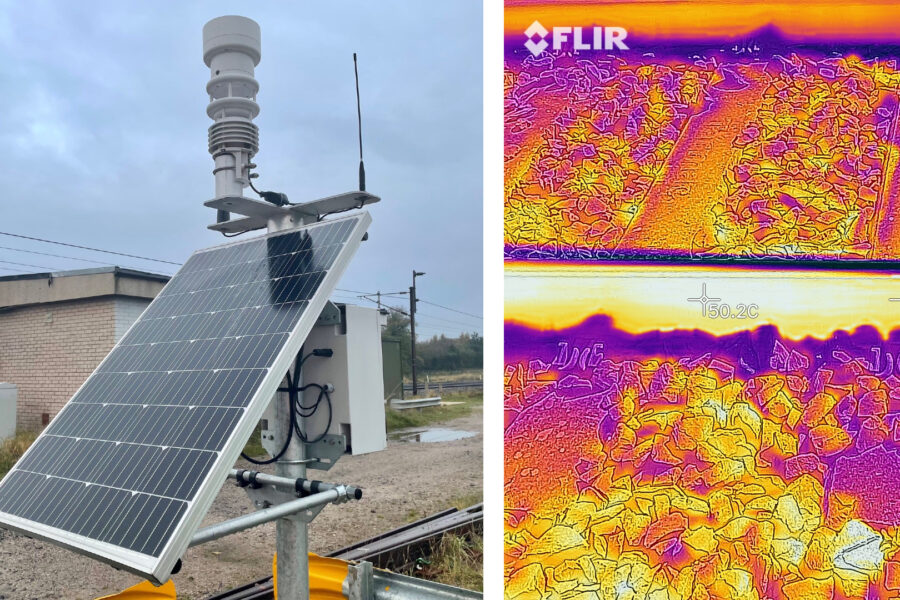 Weather station composite with infrared image of track temperature