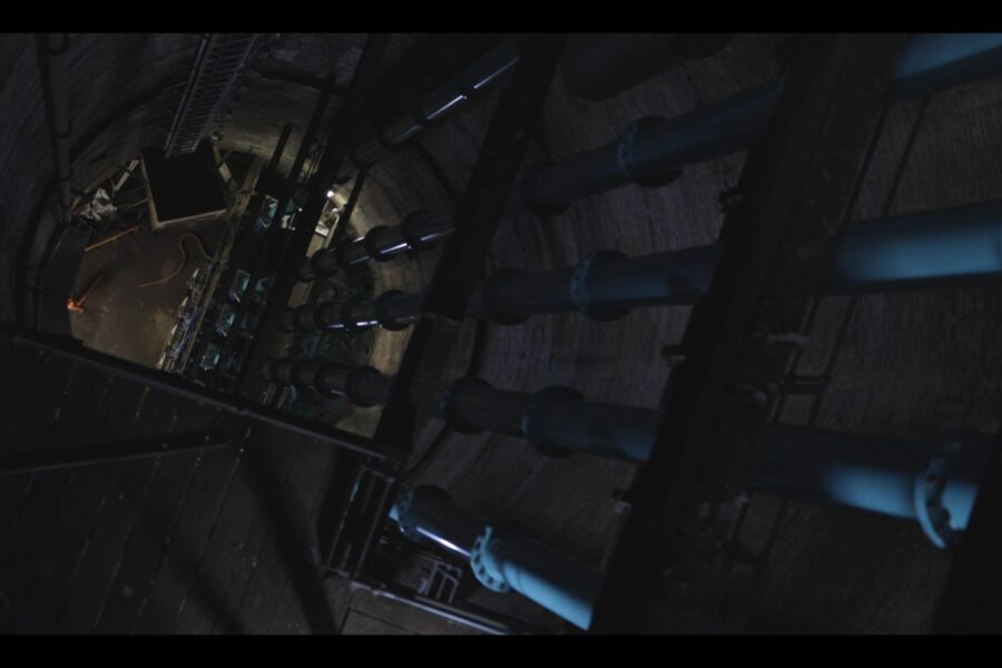 Shot of new risers down shaft