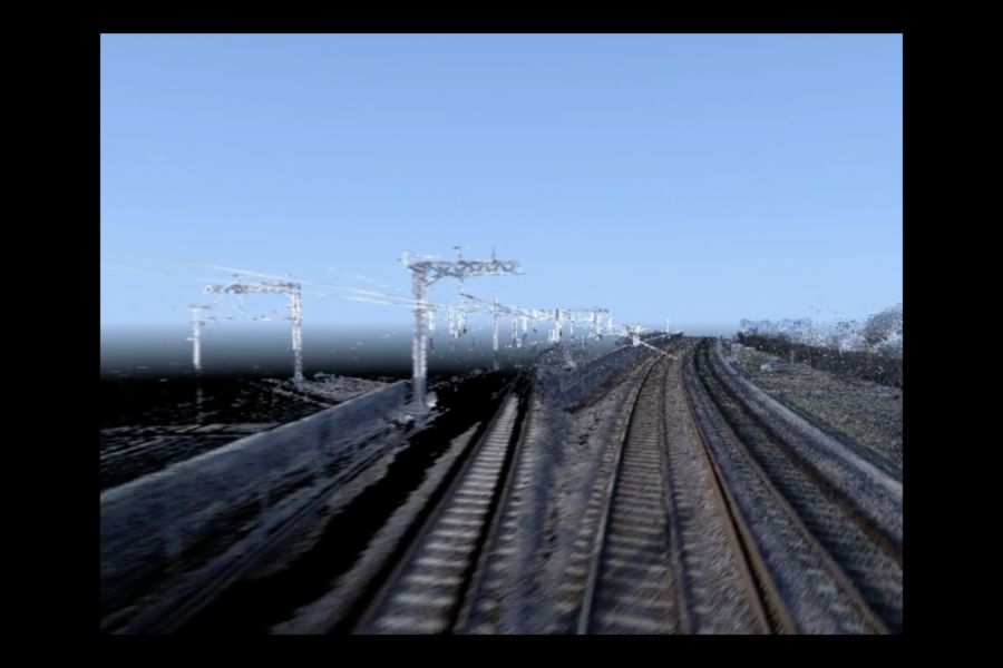 RILA LiDAR image of track and OLE