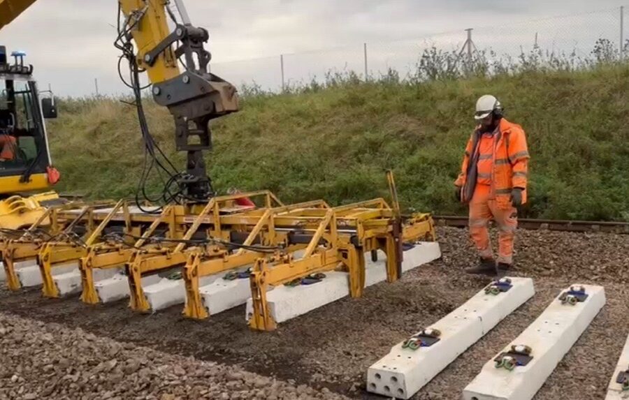 Installing new sleepers at Thornford