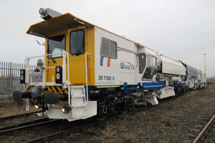 Ballast regulator train on the tracks
