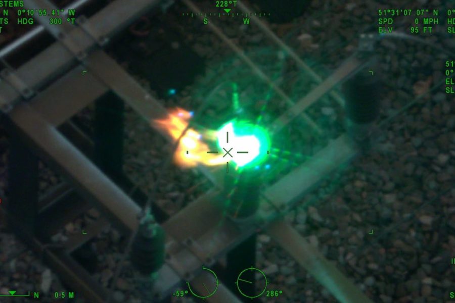 Thermal image over the railway showing hotspot
