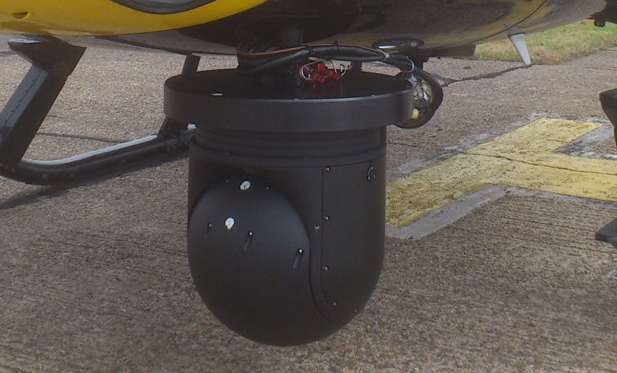 Safire thermal imaging camera underneath a helicopter