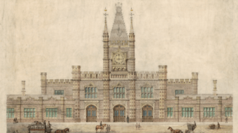Old drawing of Bristol Temple Meads station front