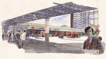 Colour drawingof London Bridge statoin