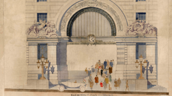 Drawing of the main entrance of Waterloo station
