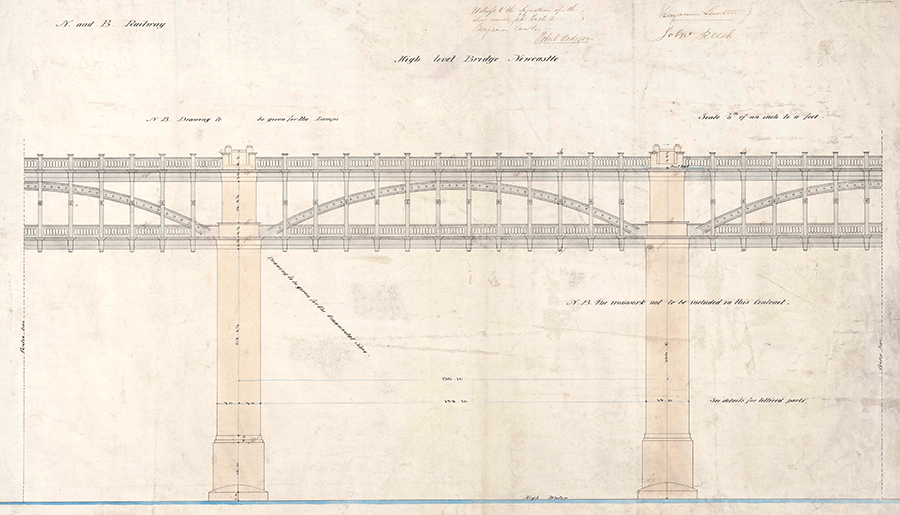 Plan of High Level Bridge showing the elevation.