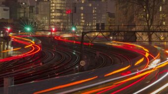 London night moving trains