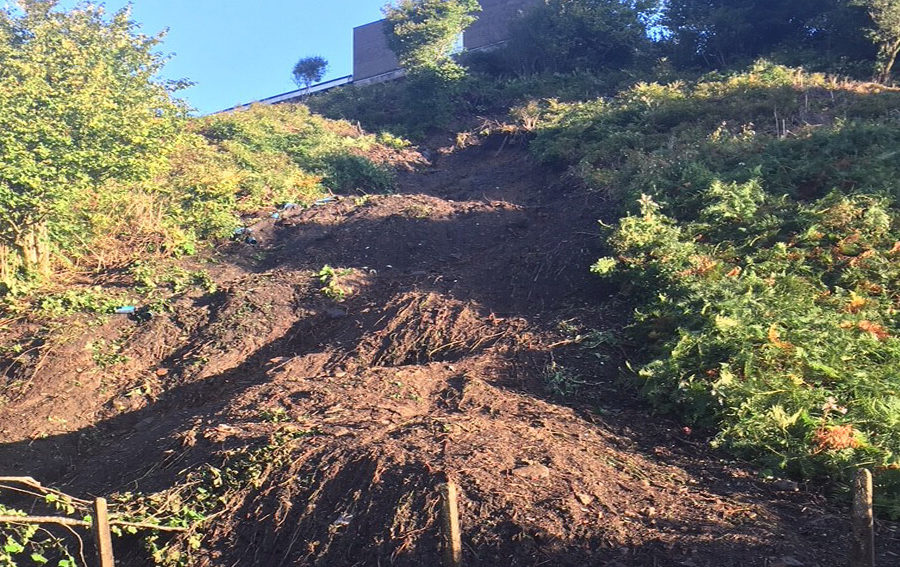 Landslip on the line between Ystrad Rhondda and Porth in Wales 1