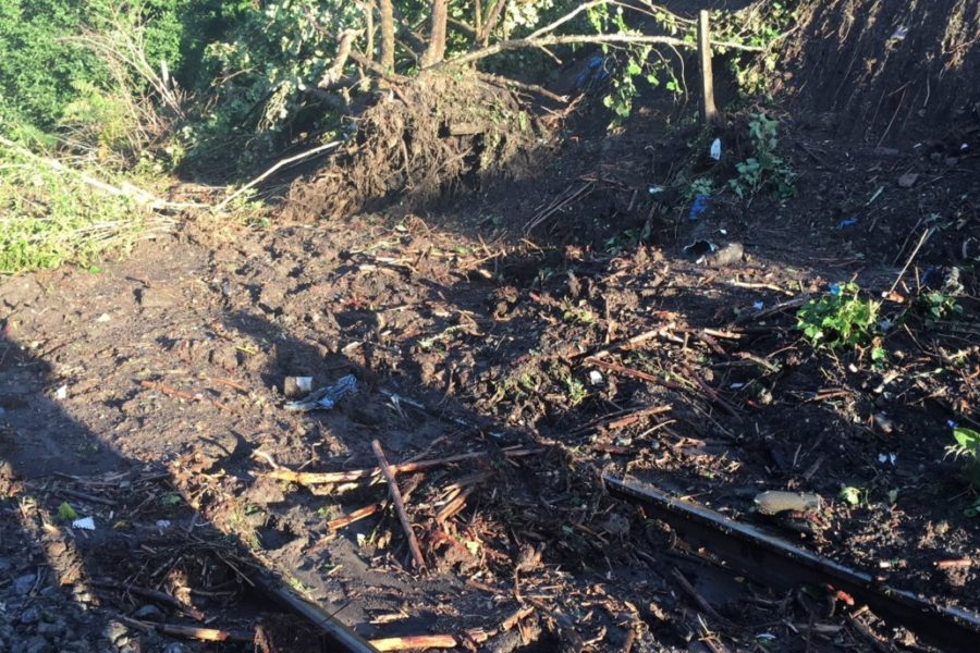 Landslip on the line between Ystrad Rhondda and Porth in Wales 2