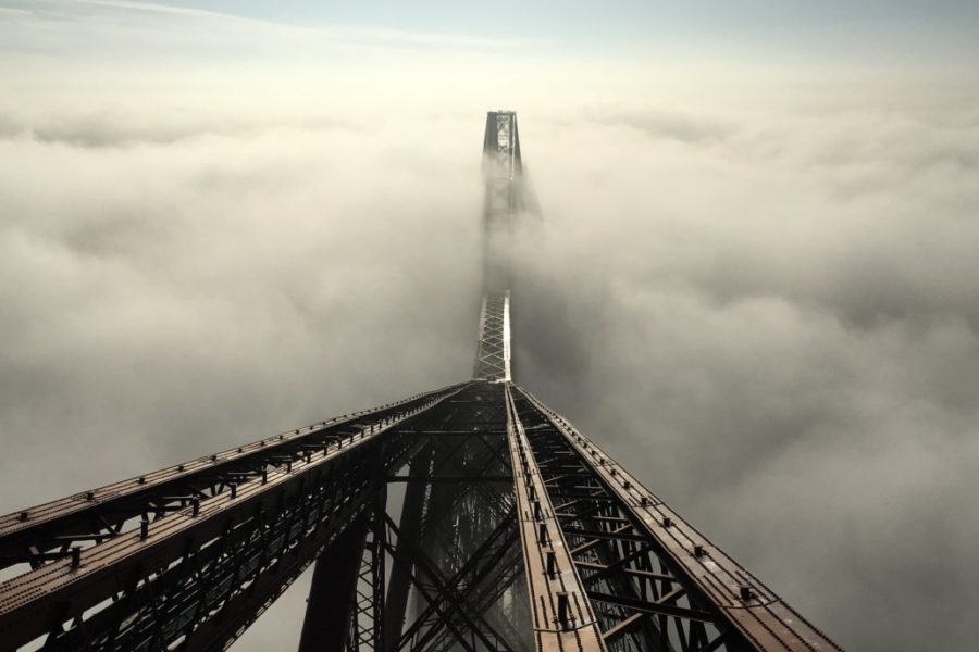 Forth bridge in clouds