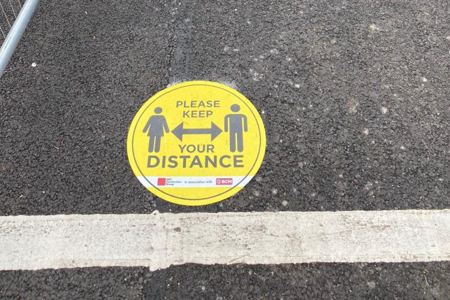 Social distancing stickers