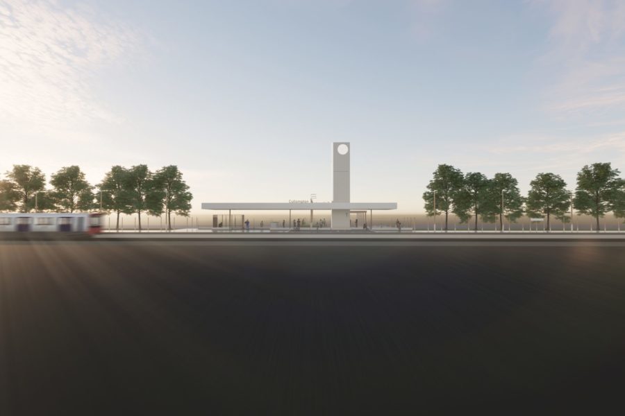 7N Architects’ winning station design, wide landscape view, daytime