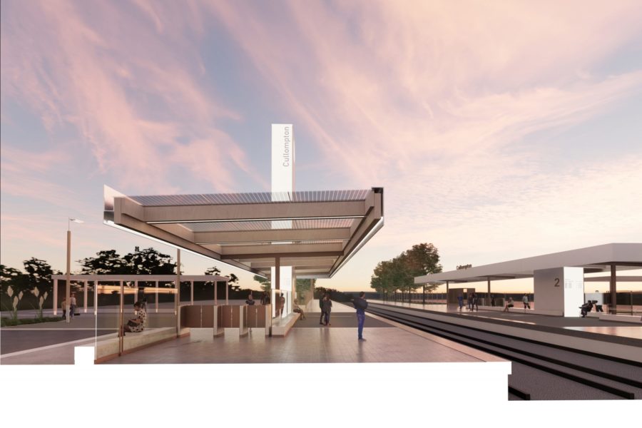 7N Architects’ winning station design platform view, landscape daytime